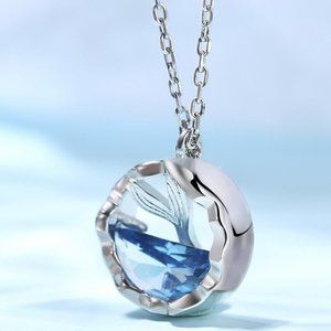 🎀 Unique Ocean 925 Silver Plated Mermaid Tears Necklace for Women, EVGG1061